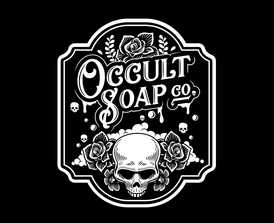 skull printed on logo for gothic soap brand