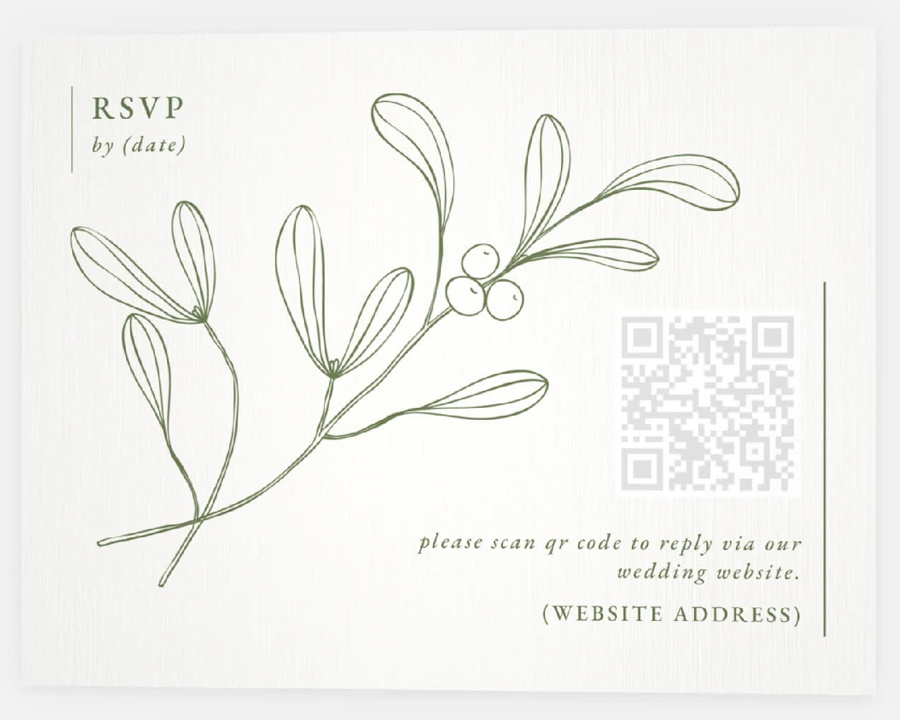 Floral illustration wedding RSVP card with a QR code