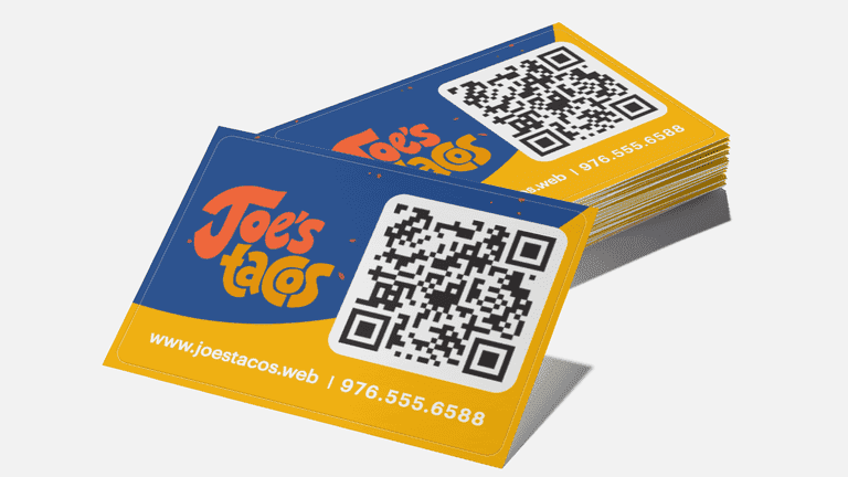 QR code business cards for a taco restaurant