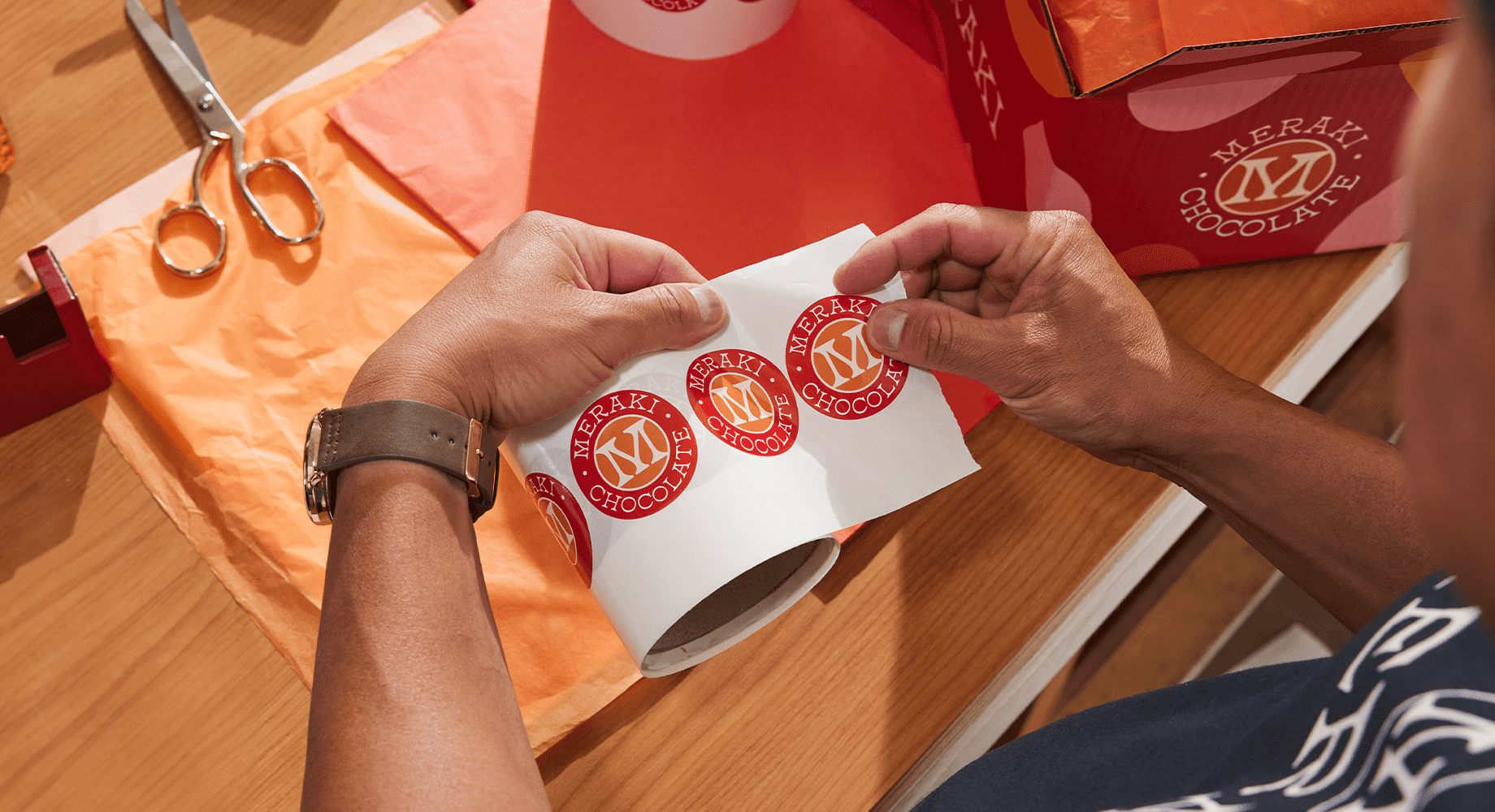 chocolate brand logo on stickers