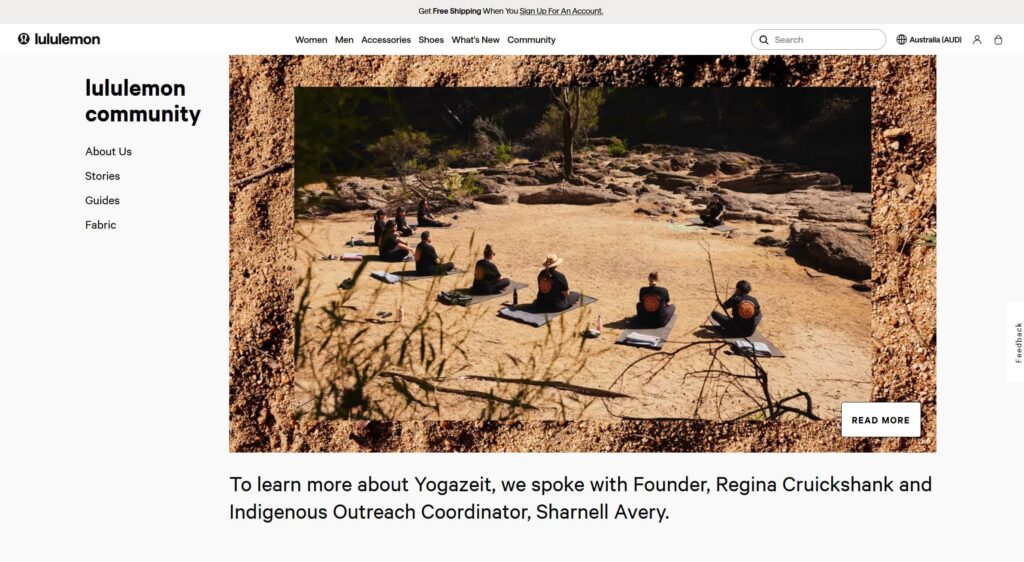 A screenshot of the homepage of the Lululemon Athletica community website