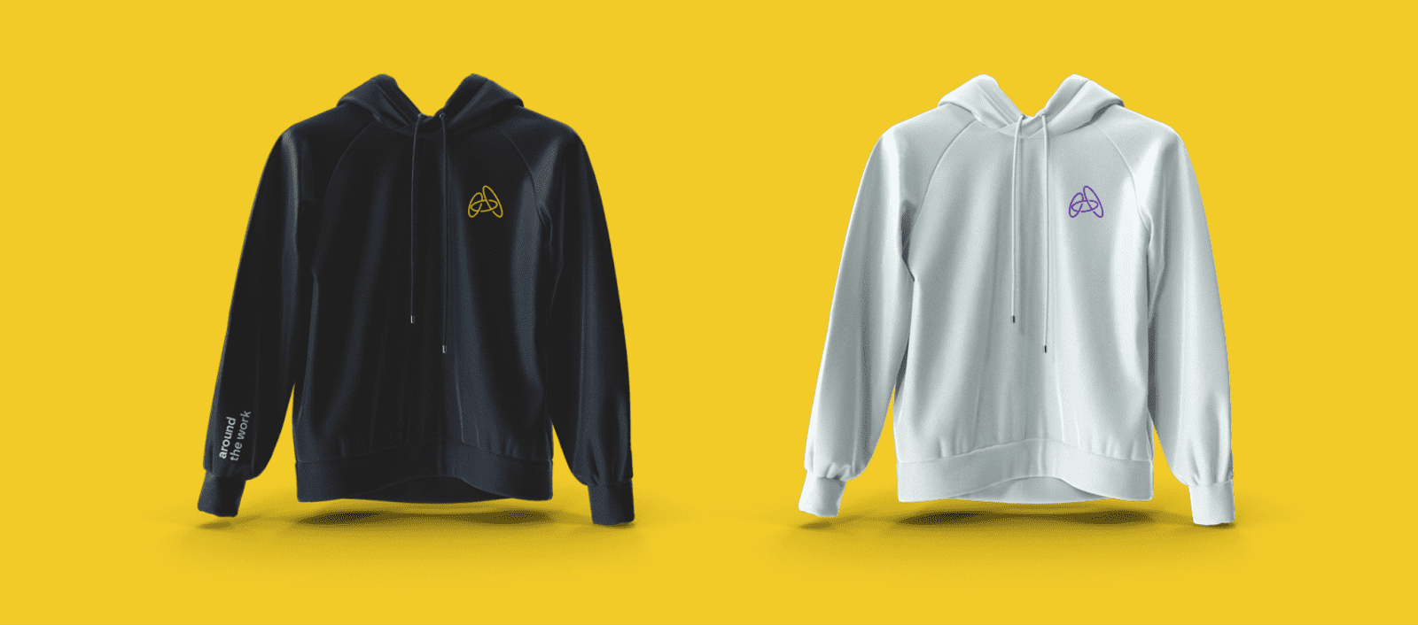 White and black branded hoodies