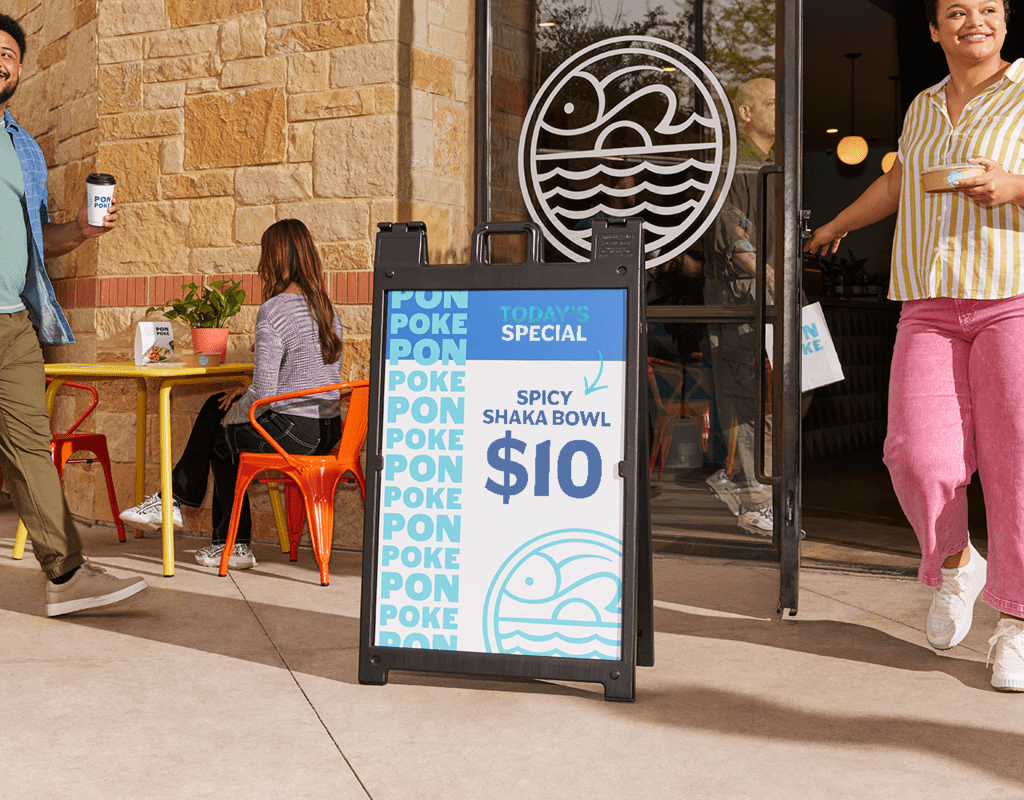 Pon Poke signage outside a shop promoting today&rsquo;s special