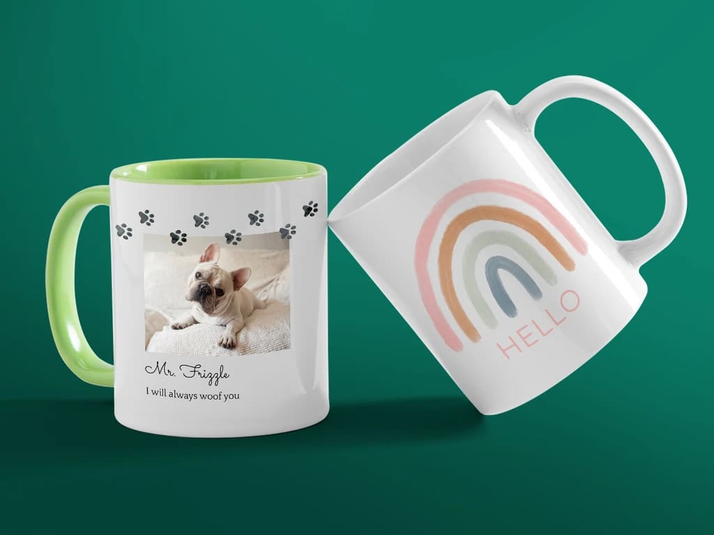 pet pun mug design idea that says “I will always woof you”