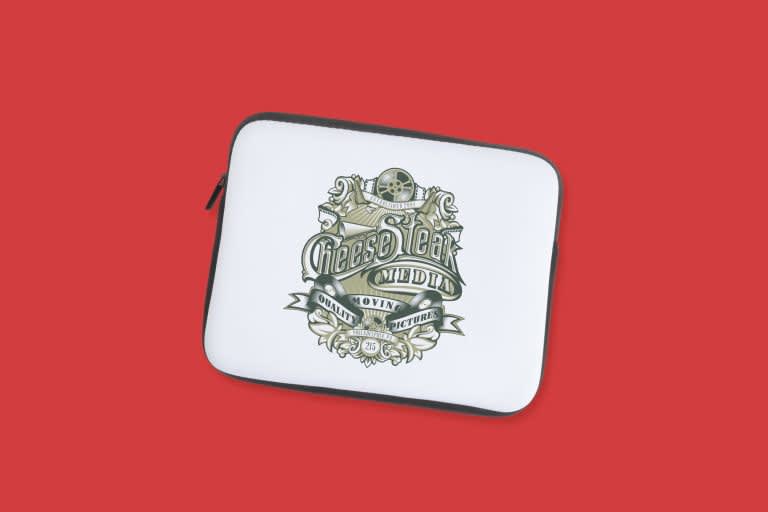 Branded laptop sleeve example.