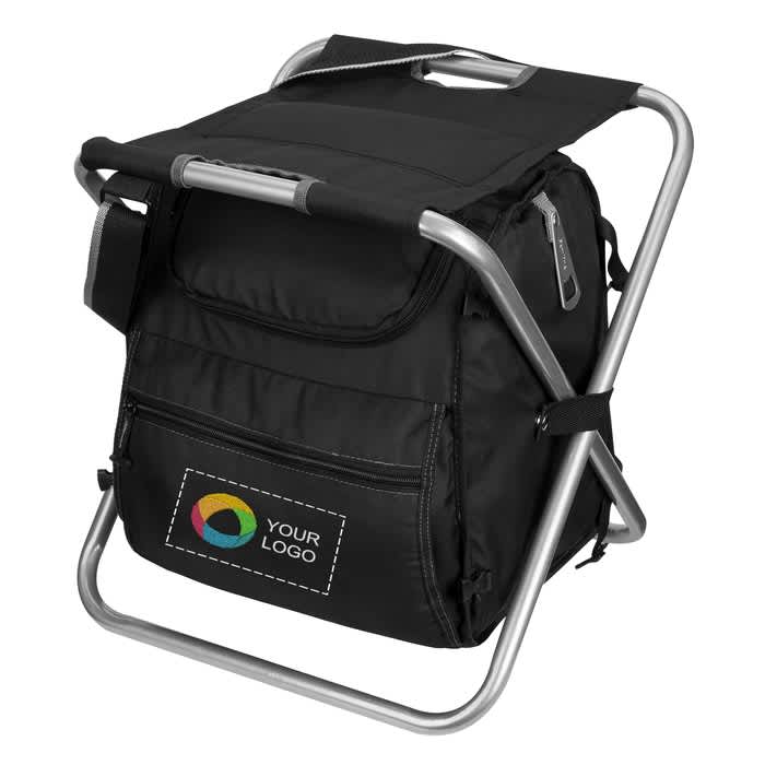 A black cooler bag with a seat on top.