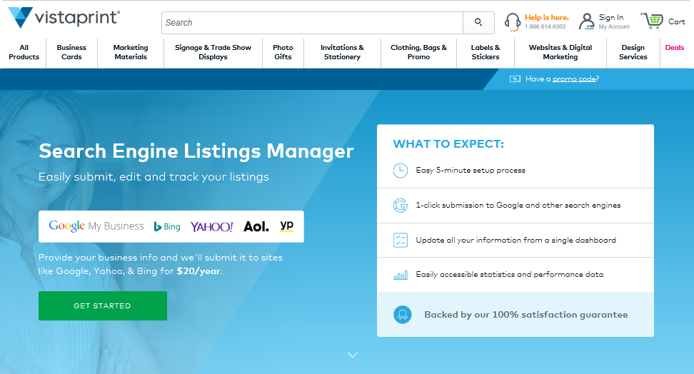Search Engine Listings Manager by Vistaprint